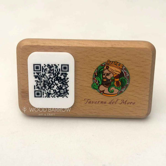 Wooden QR Stand with Logo Prints