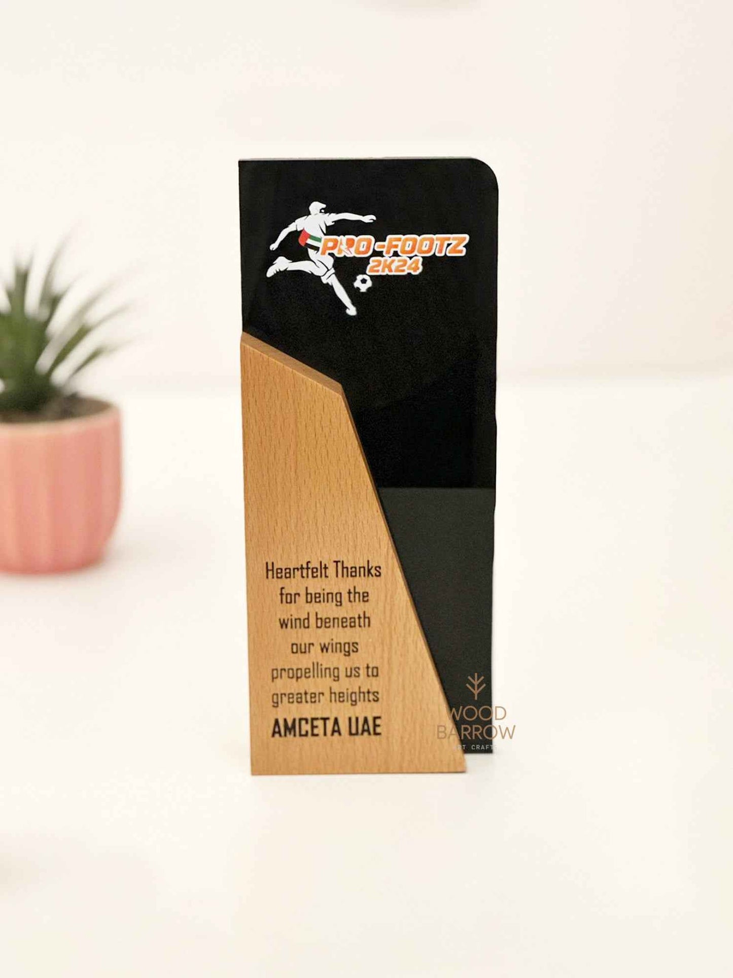 Exquisite Wooden and Acrylic Trophy: Handcrafted Excellence from UAE