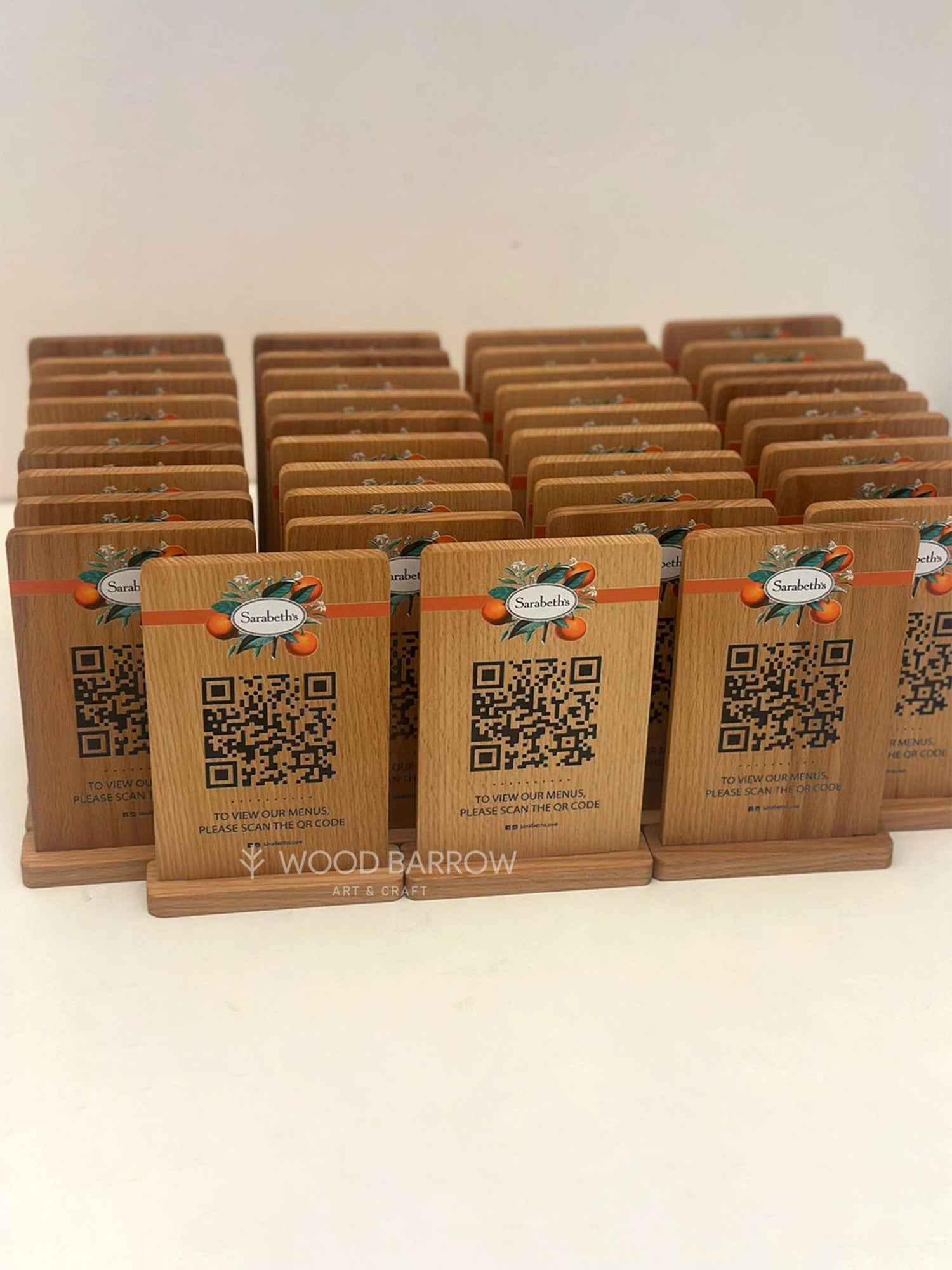 Custom Wooden QR Sign with Logo Printing and Engraving