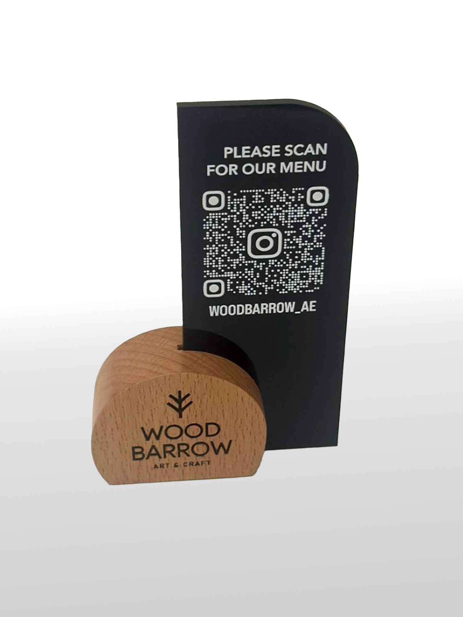 Engraved Wooden QR Code Display