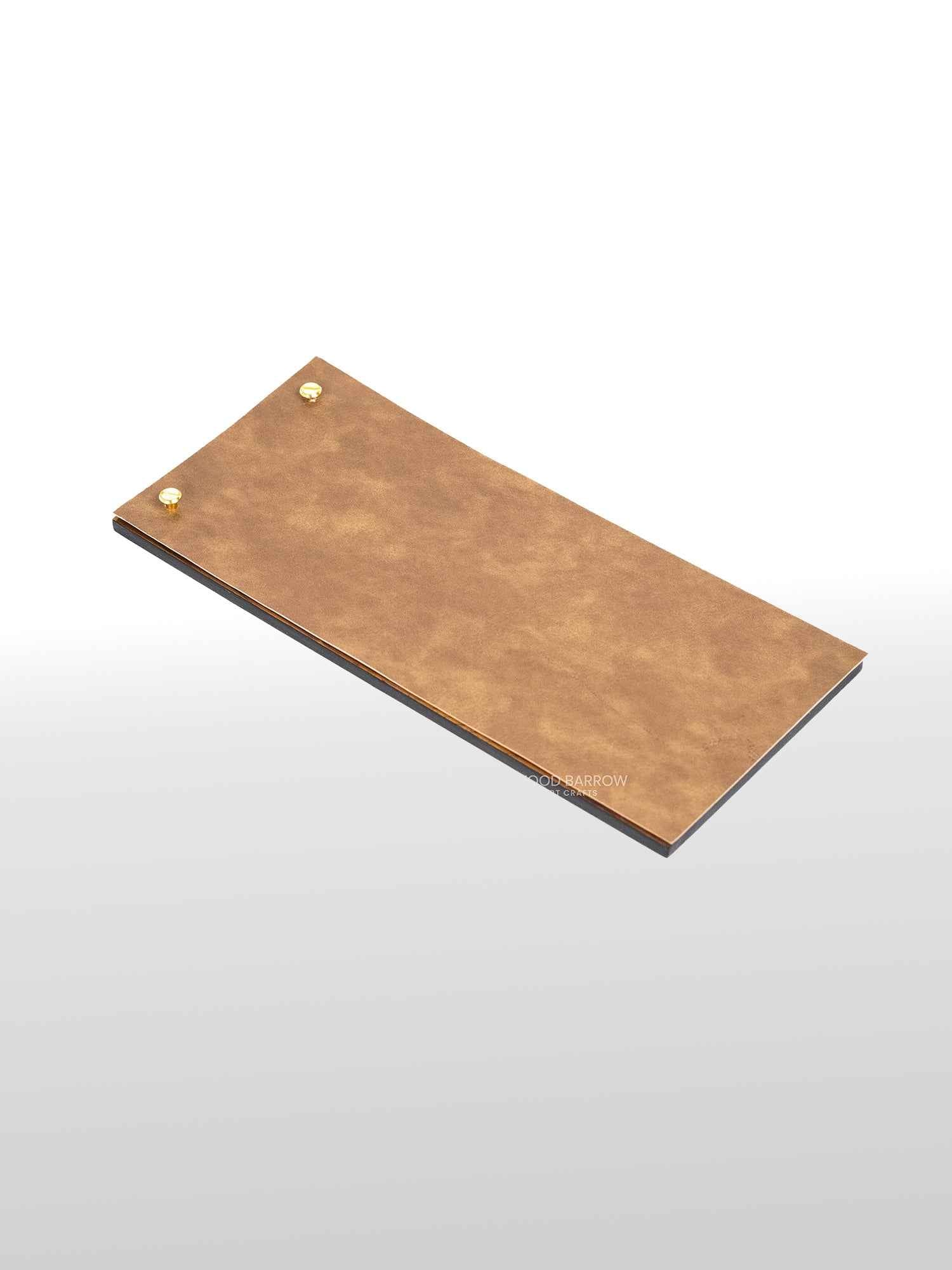 Small Wooden Menu Holder with Leather Covering