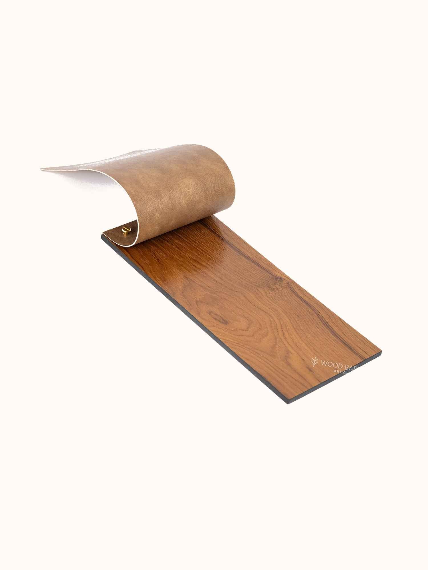 Small Wooden Menu Holder with Leather Covering