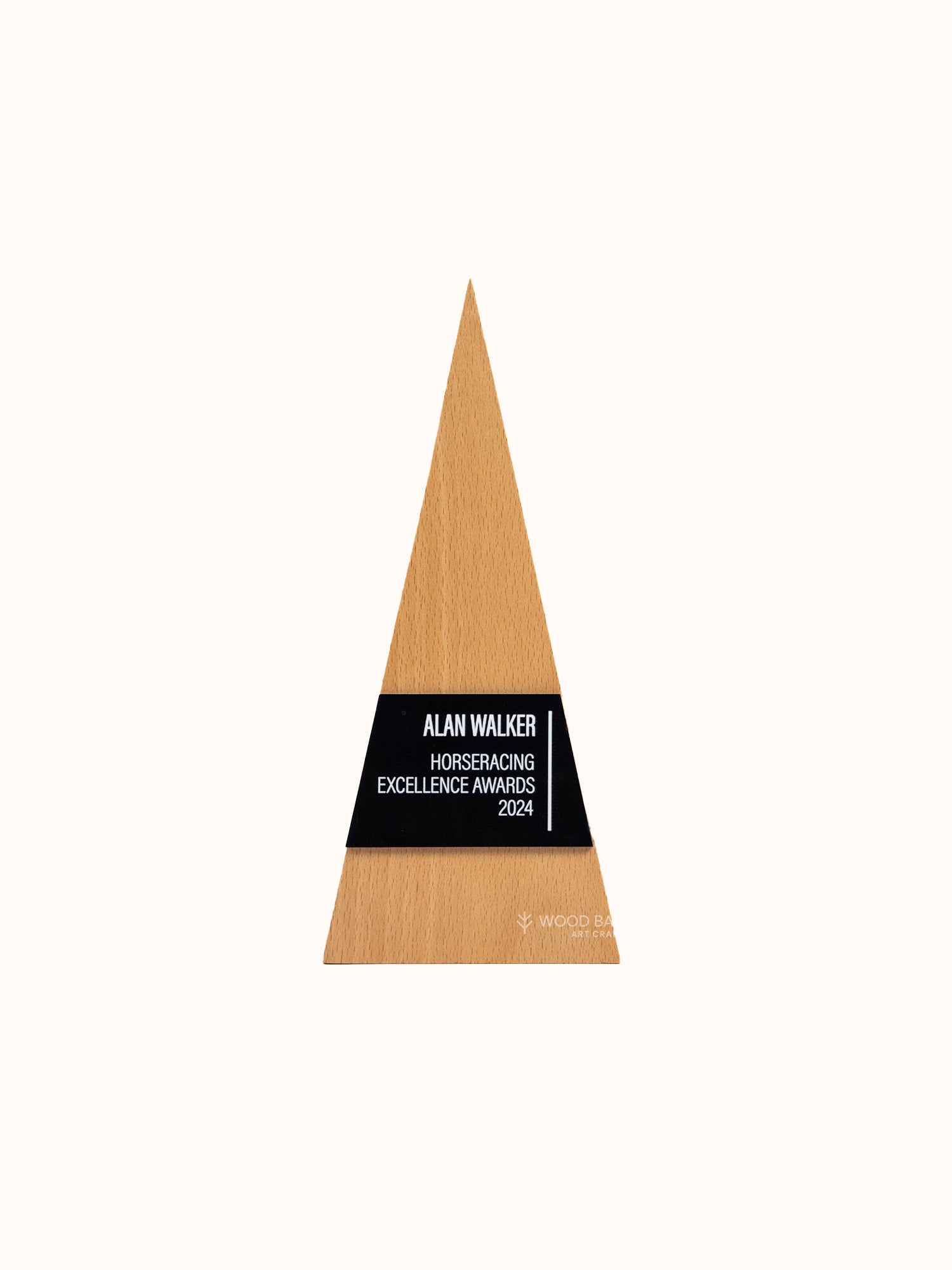 Triangular Wooden Trophy with Modern Flair