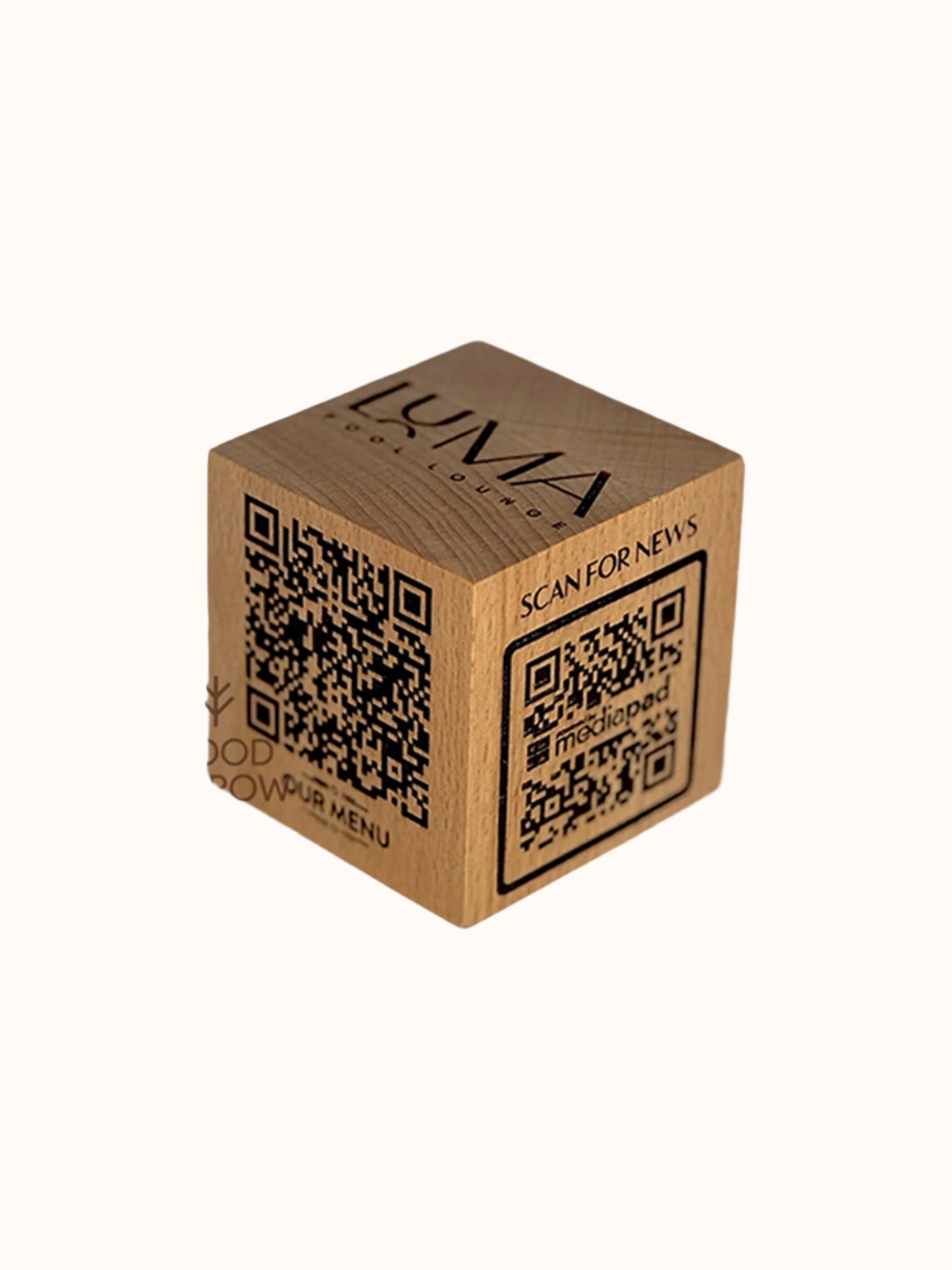 Wooden QR Code and Logo Cube