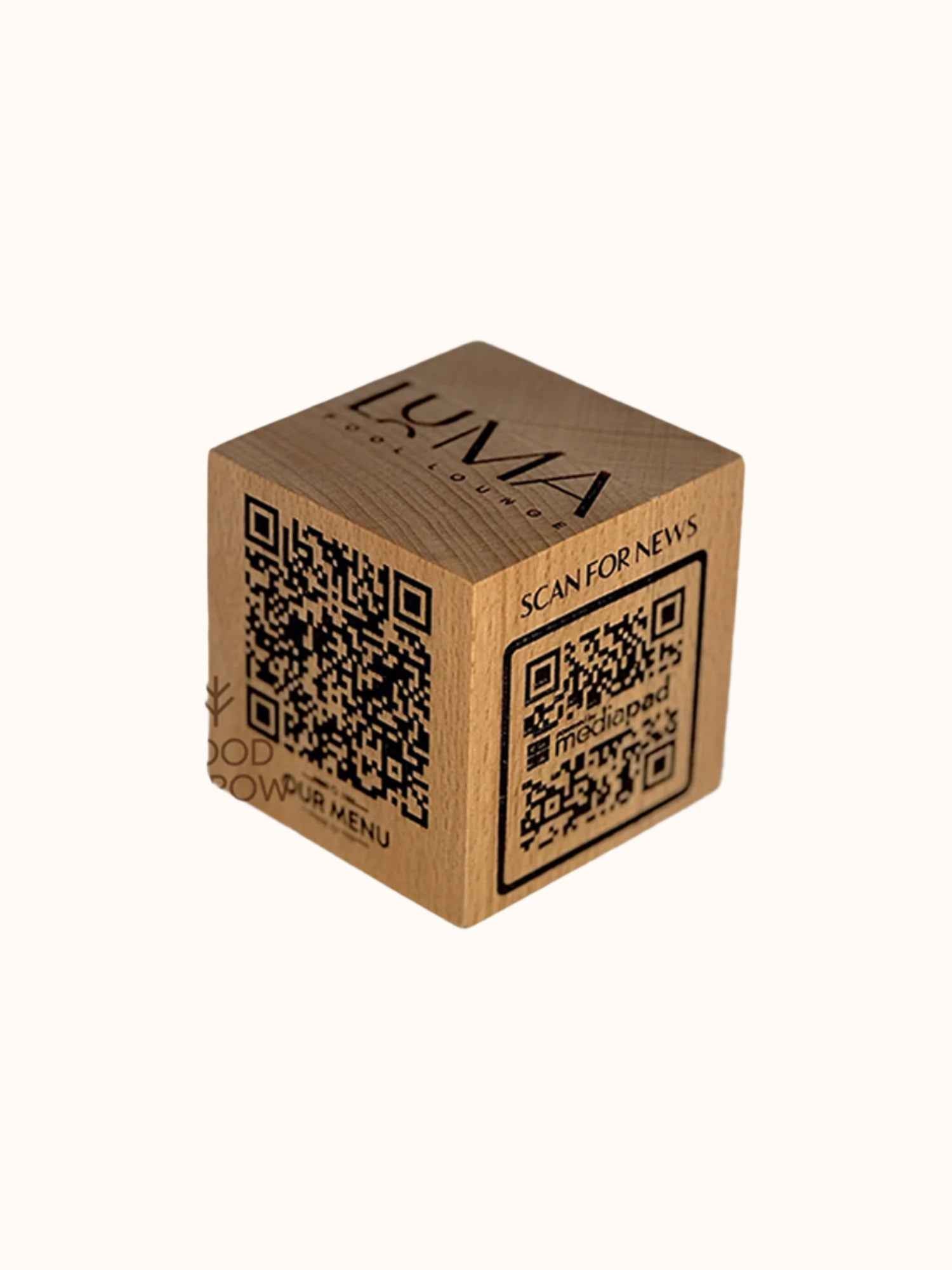 Wooden QR Code and Logo Cube