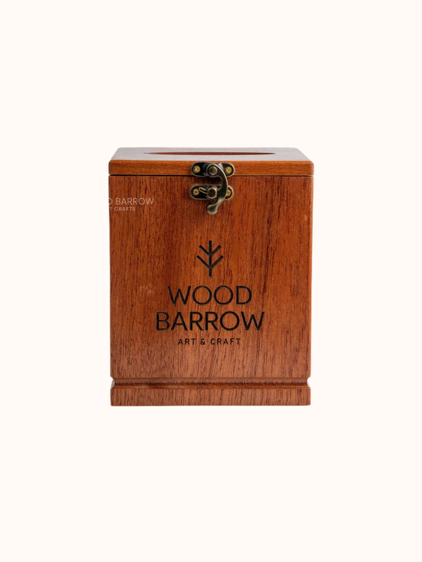 Wooden Tissue Box with QR Code and Logo