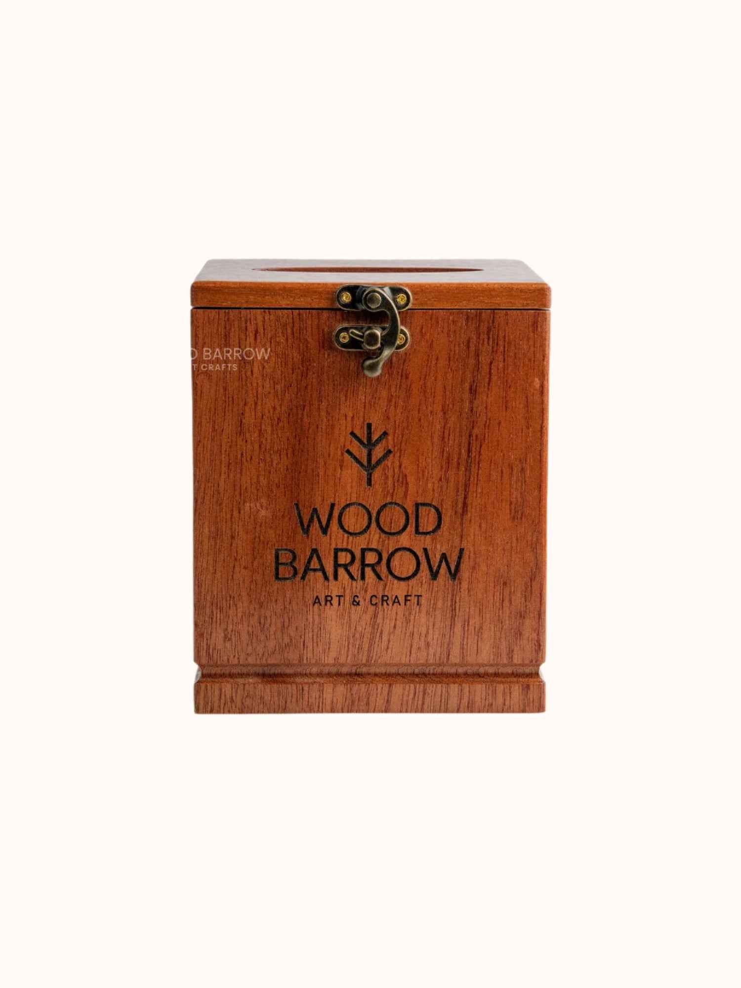 Wooden Tissue Box with QR Code and Logo