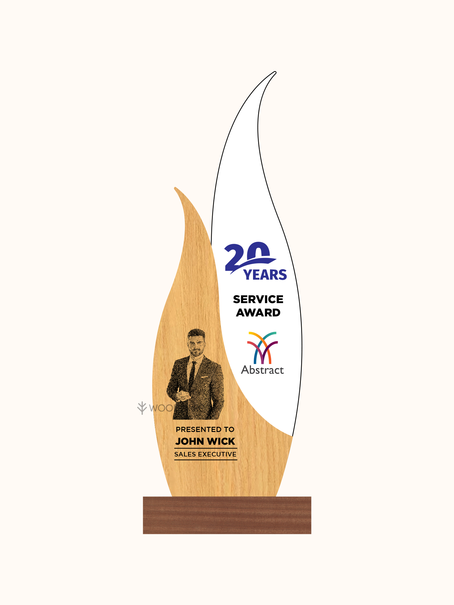 Customized Wooden Photo Service Award – Personalized Recognition Trophy for Hospitality Excellence