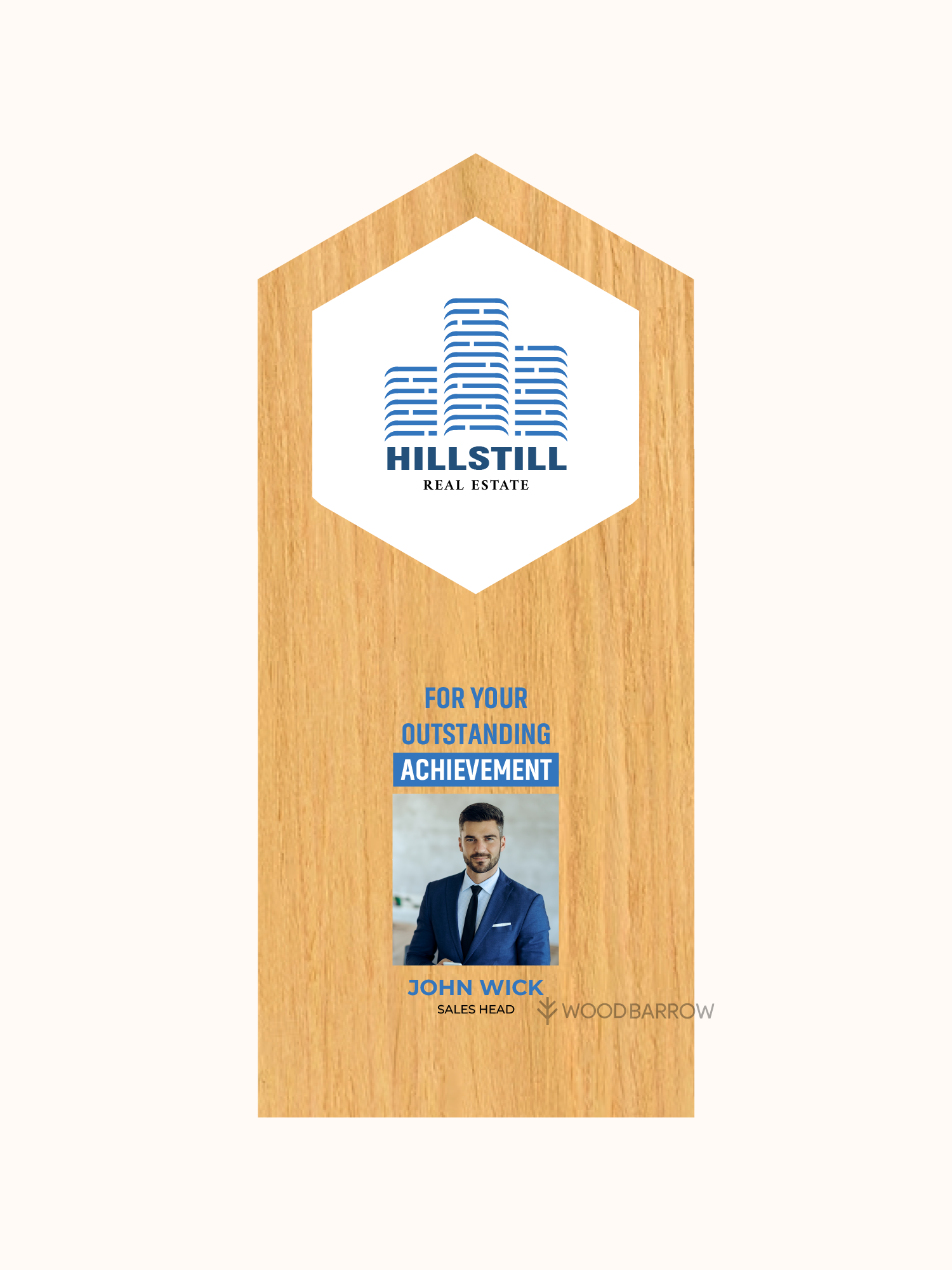 Customized Wooden Photo Trophy – Elegant Personalized Recognition Award for Hospitality Events