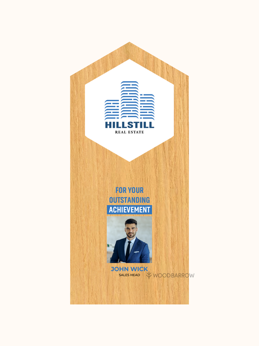 Customized Wooden Photo Trophy – Elegant Personalized Recognition Award for Hospitality Events