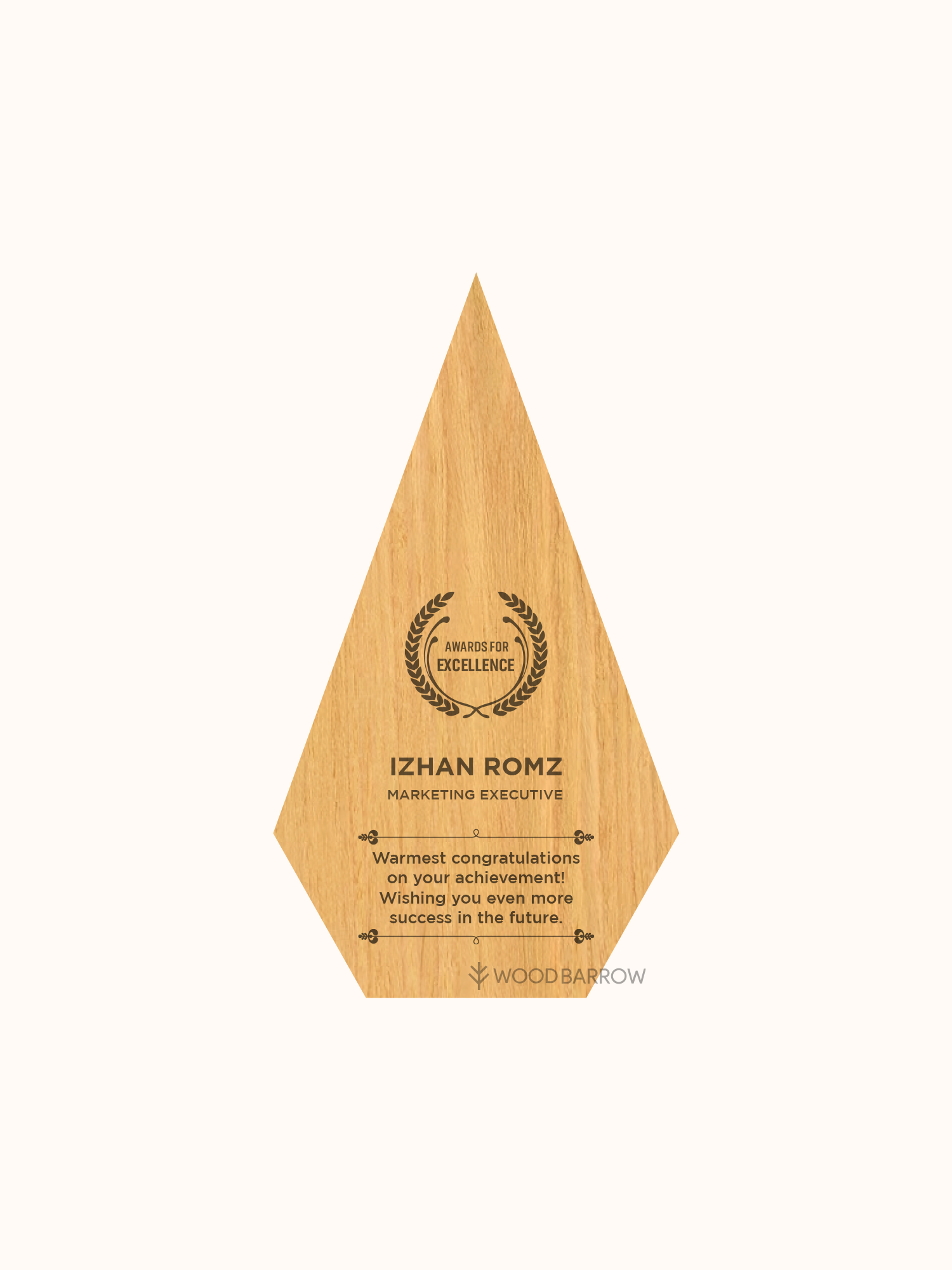 Customized Wooden Trophy – Elegant Handcrafted Recognition Award for Hospitality Excellence