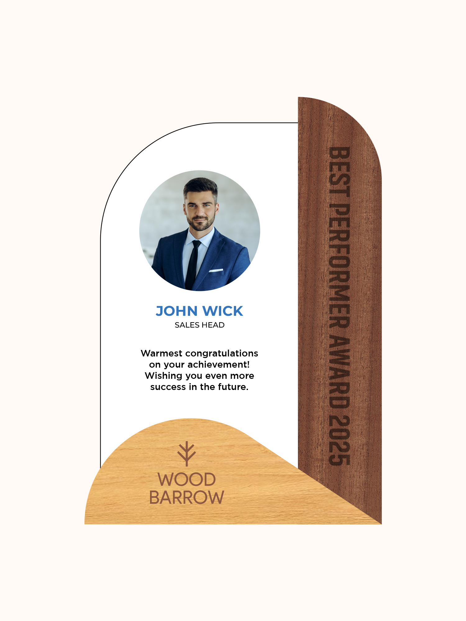 Customized Acrylic Best Performer Award – Plexiglass Trophy with Optional Wooden Base for Hospitality