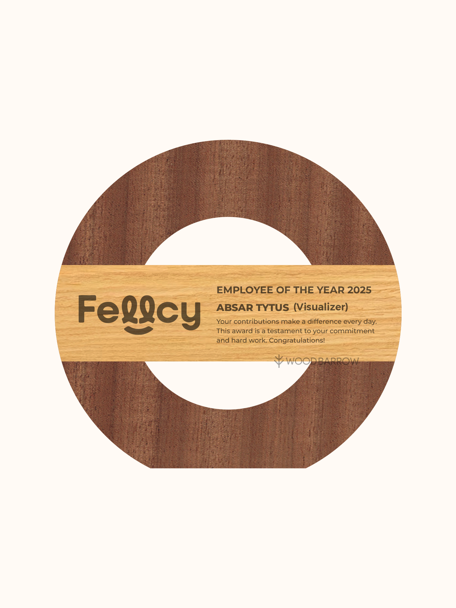 Customized Wooden Trophy – Outstanding Enterprise Honor Trophy