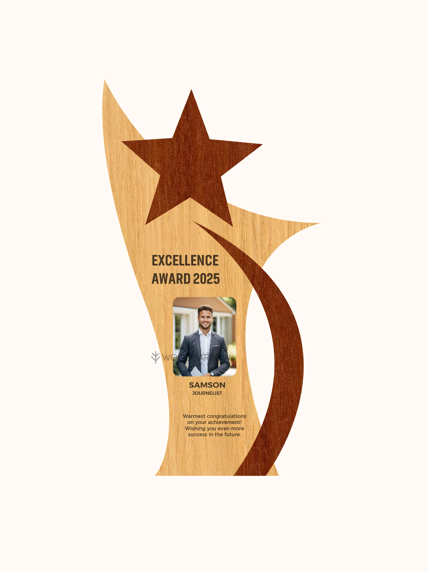 Customized Star Design Wooden Trophy Awards