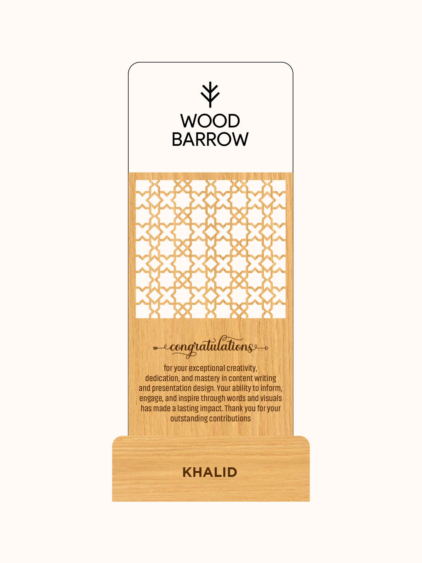 Customized Acrylic & Wood Award – Outstanding Enterprise Honor Trophy
