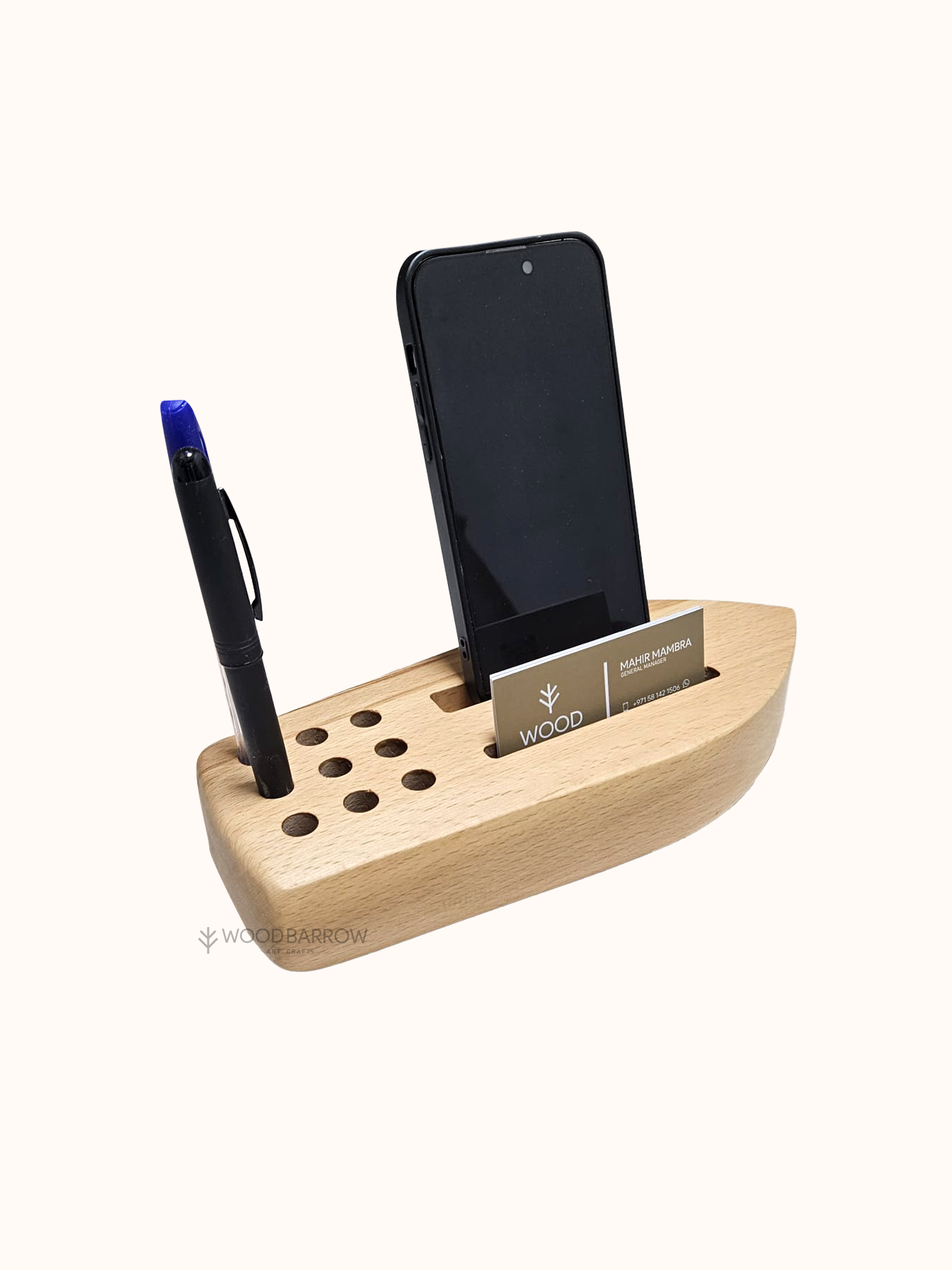 Wooden Multifunctional Organizing Phone Holder & Pen Holder