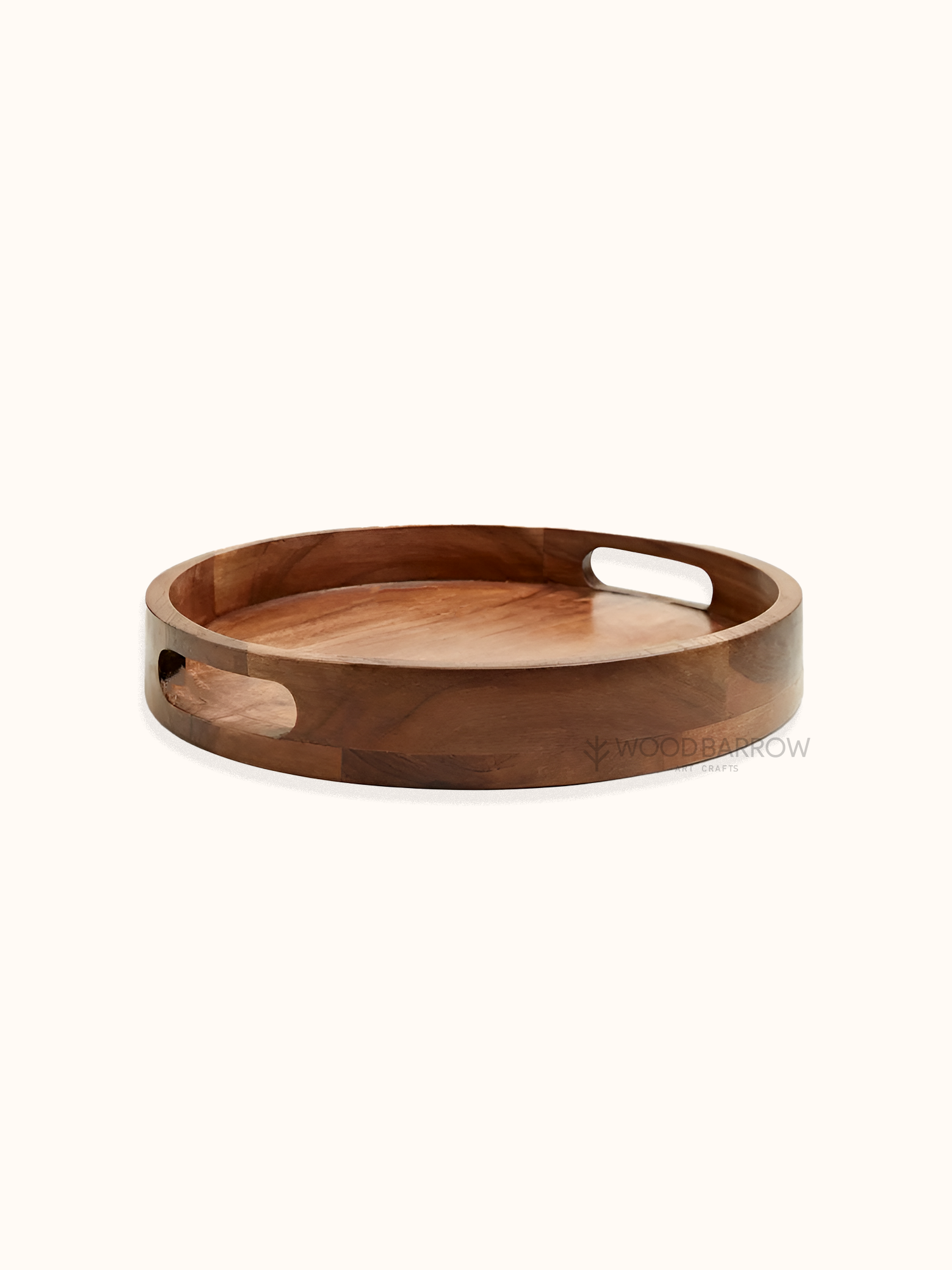 Round Serving Wooden Tray with Handles