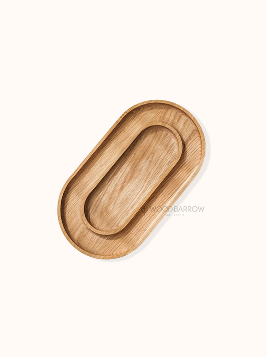 Handmade Wooden Oval Circular Tray