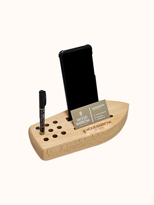 Office Wooden Desk Organizer – Multi-Functional Phone & Tablet Holder for Elegant Workspace Organization