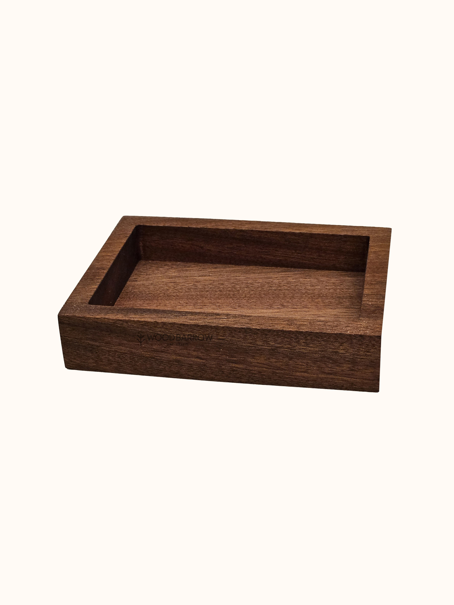 Custom-sized wooden organizer tray for hotel supplies