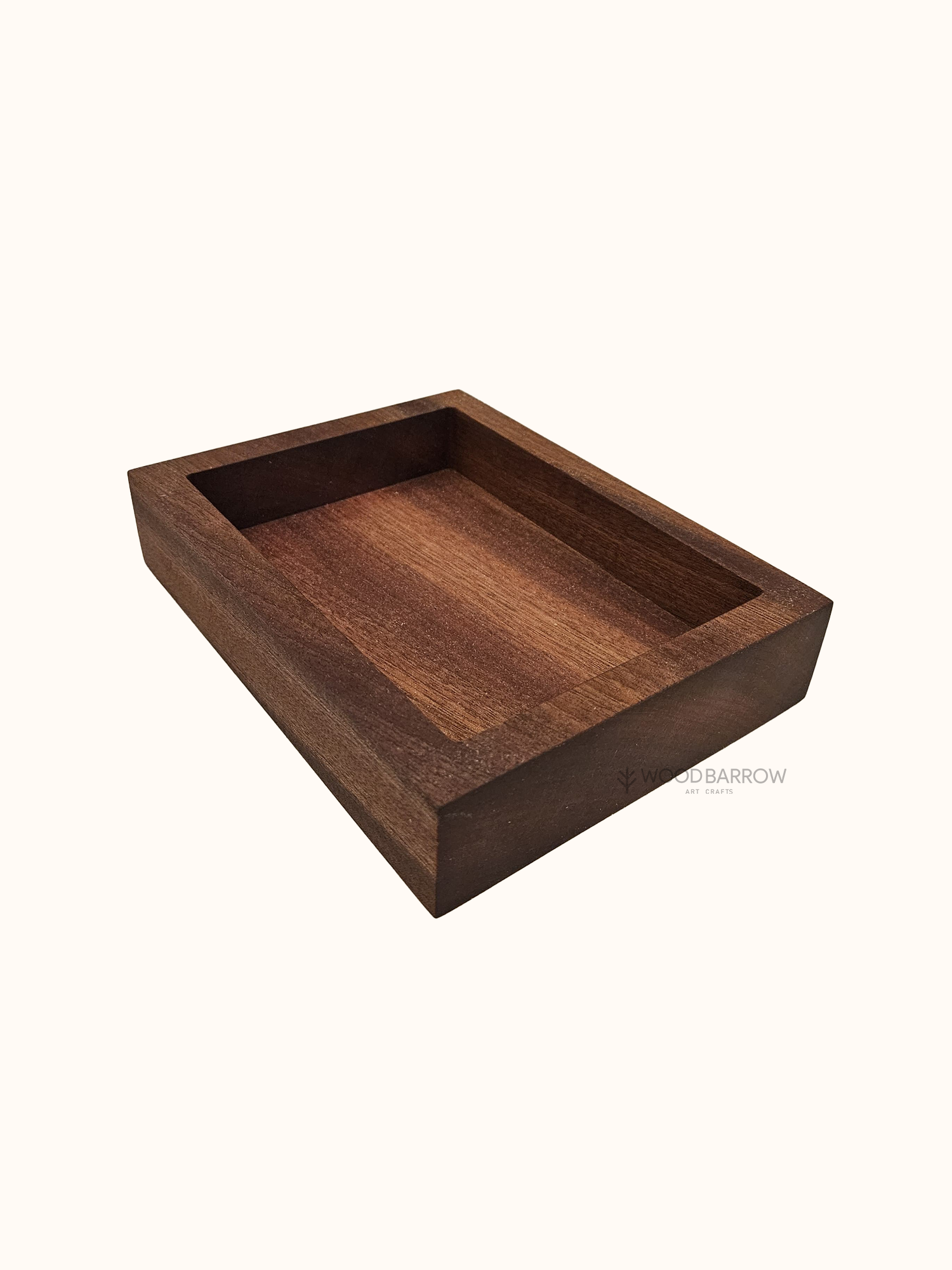 Custom-sized wooden organizer tray for hotel supplies