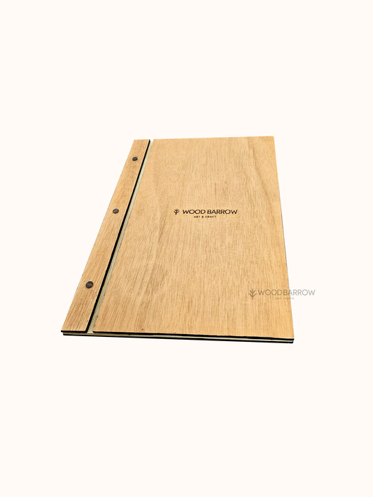 Wooden menu cover made of Light Oak for hospitality businesses