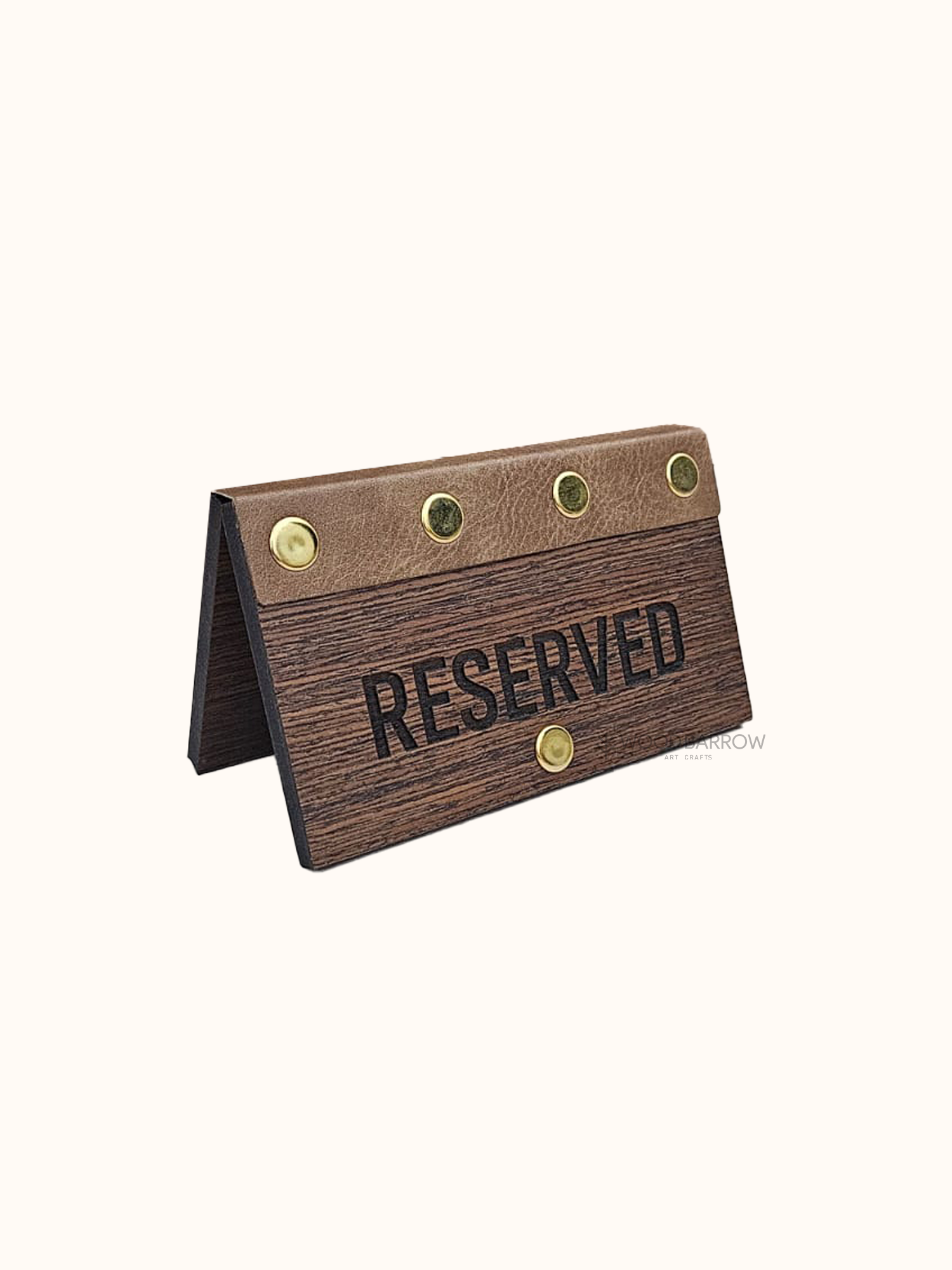 Durable wooden "RESERVED" table tent sign for restaurants and cafes.