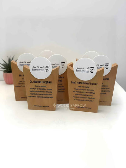 Custom Wood Trophy with Printing and Engraving – Personalized Recognition and Achievement Award