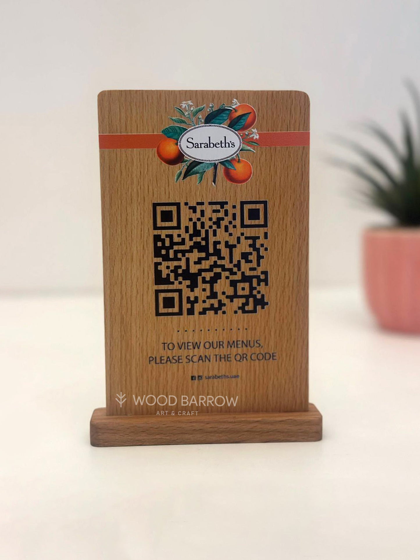 Custom Wooden QR Sign with Logo Printing and Engraving
