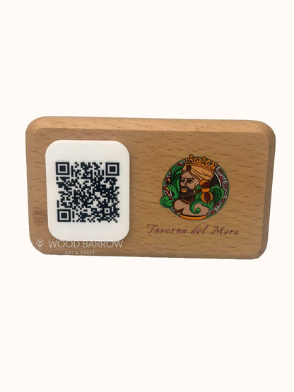 Wooden QR Stand with Logo Prints