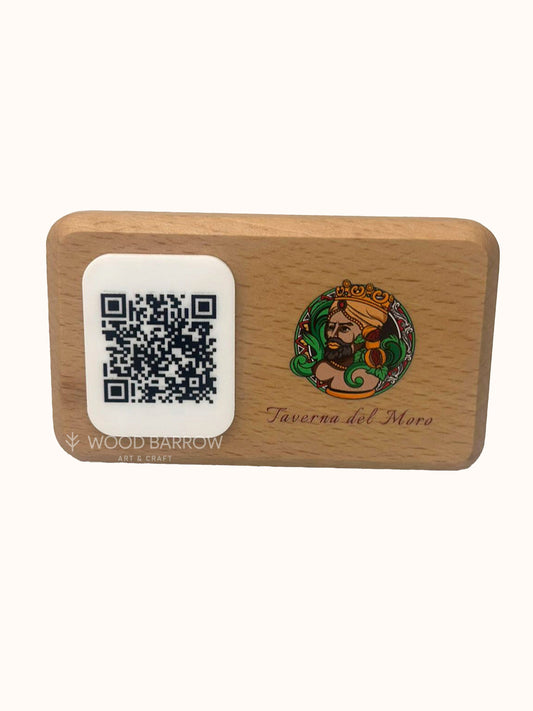 Wooden QR Stand with Logo Prints