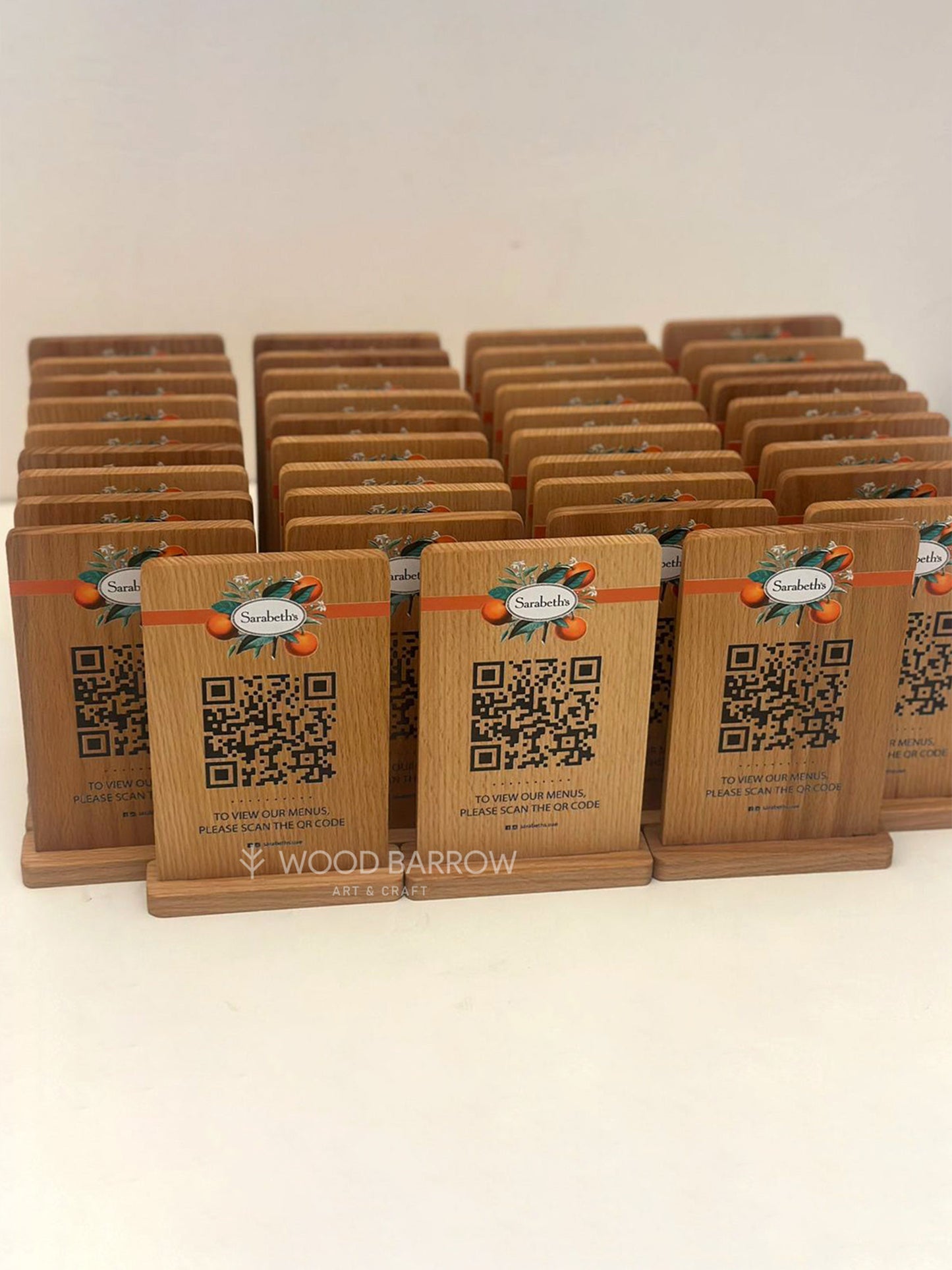 Custom Wooden QR Sign with Logo Printing and Engraving