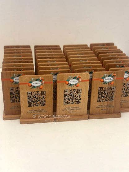Custom Wooden QR Sign with Logo Printing and Engraving