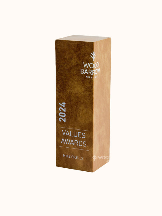 Customizable Wooden Trophies with Luxurious Leather Covering