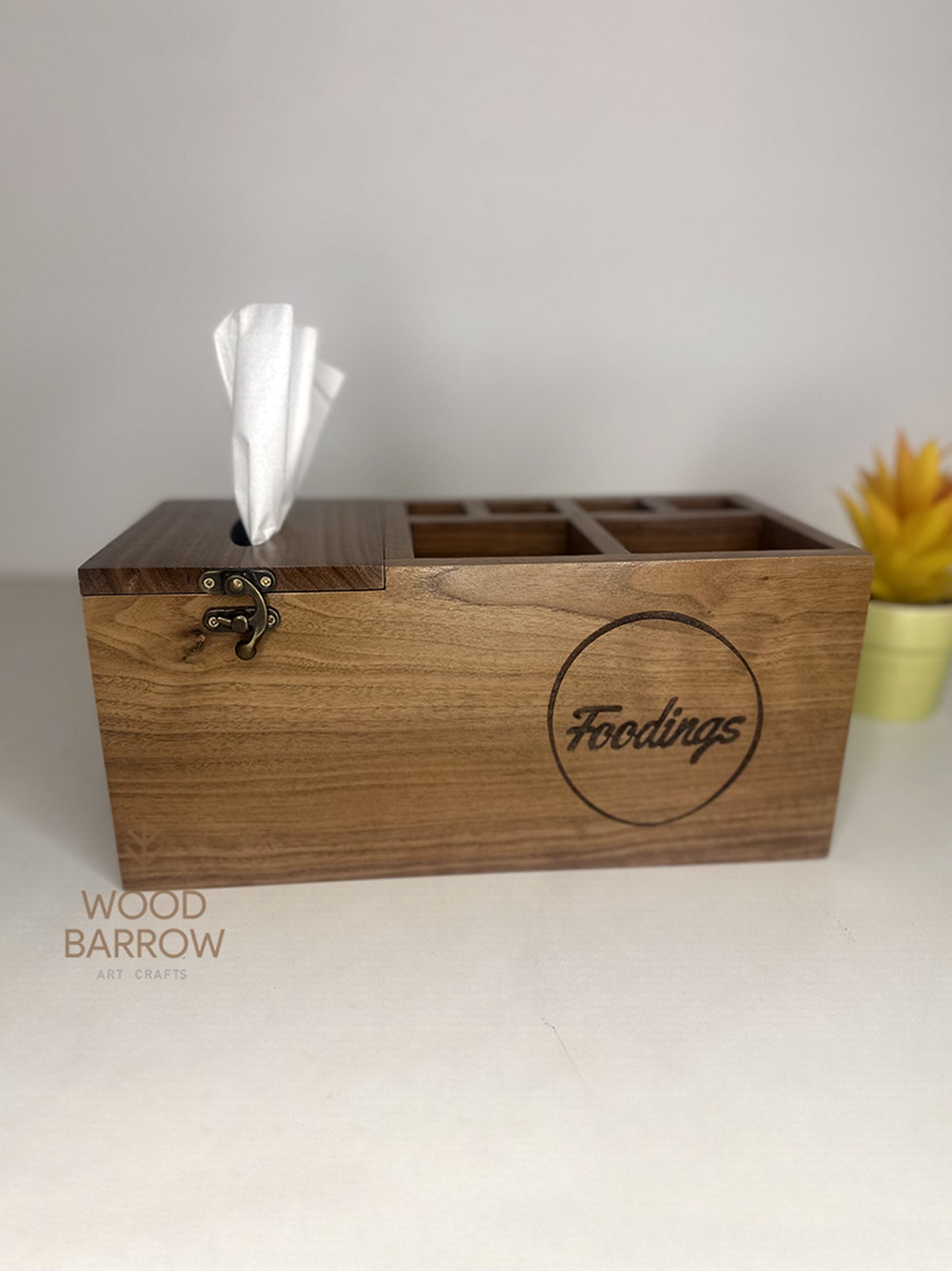 Premium Wooden Table Organizer with QR Code and Logo
