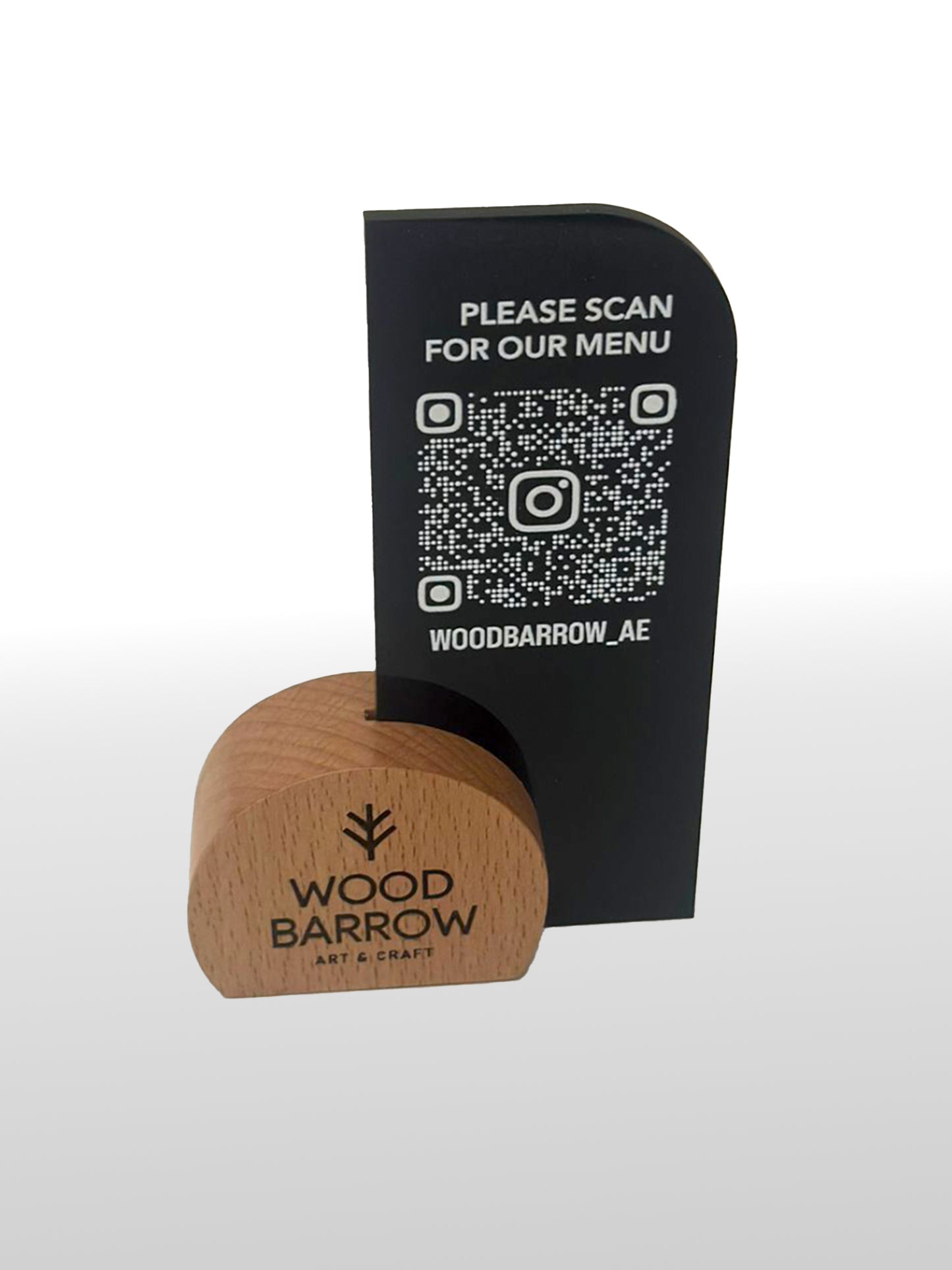 Engraved Wooden QR Code Display