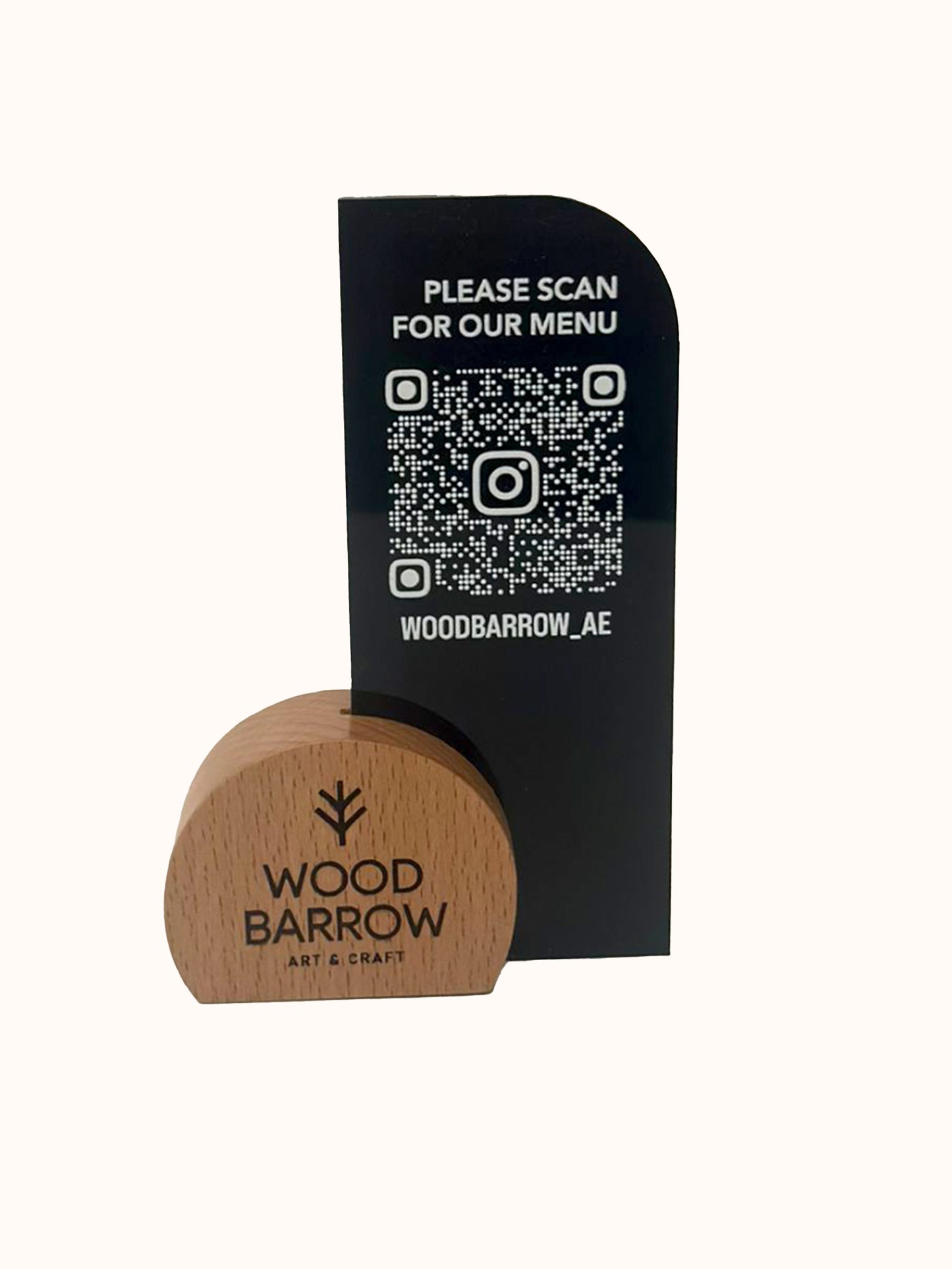 Engraved Wooden QR Code Display