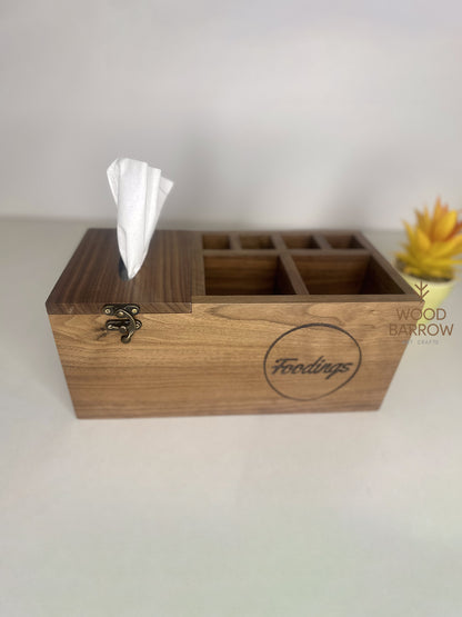 Premium Wooden Table Organizer with QR Code and Logo