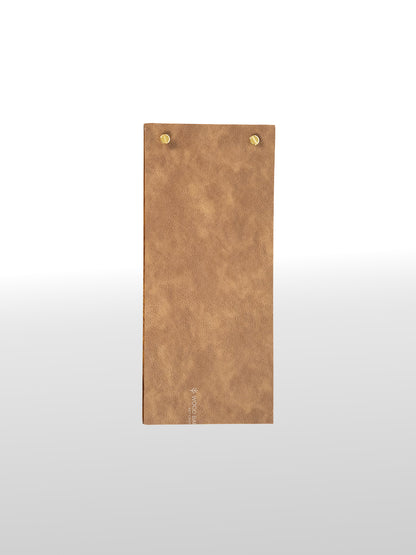 Small Wooden Menu Holder with Leather Covering