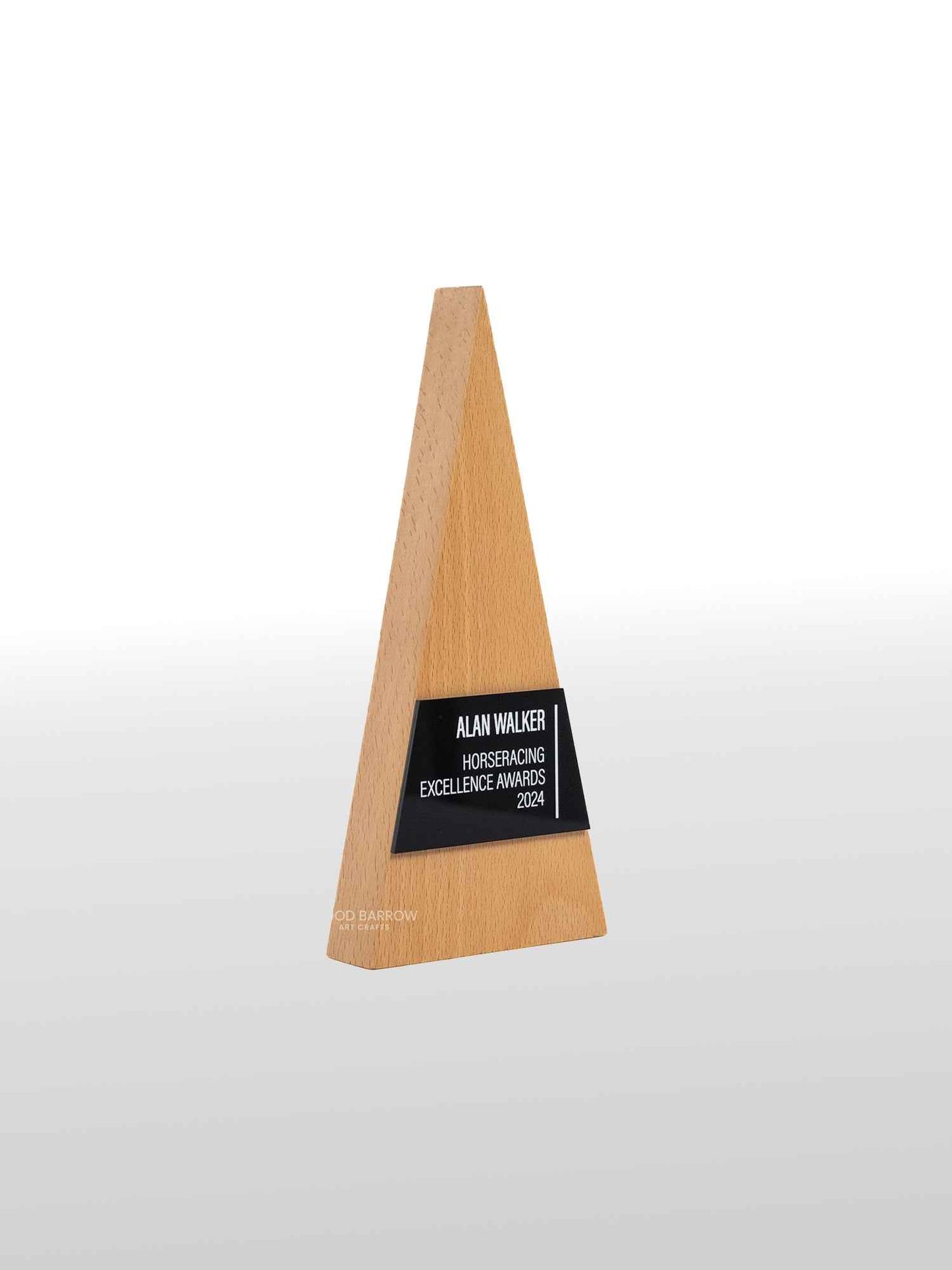 Triangular Wooden Trophy with Modern Flair โ Woodbarrow Art Crafts