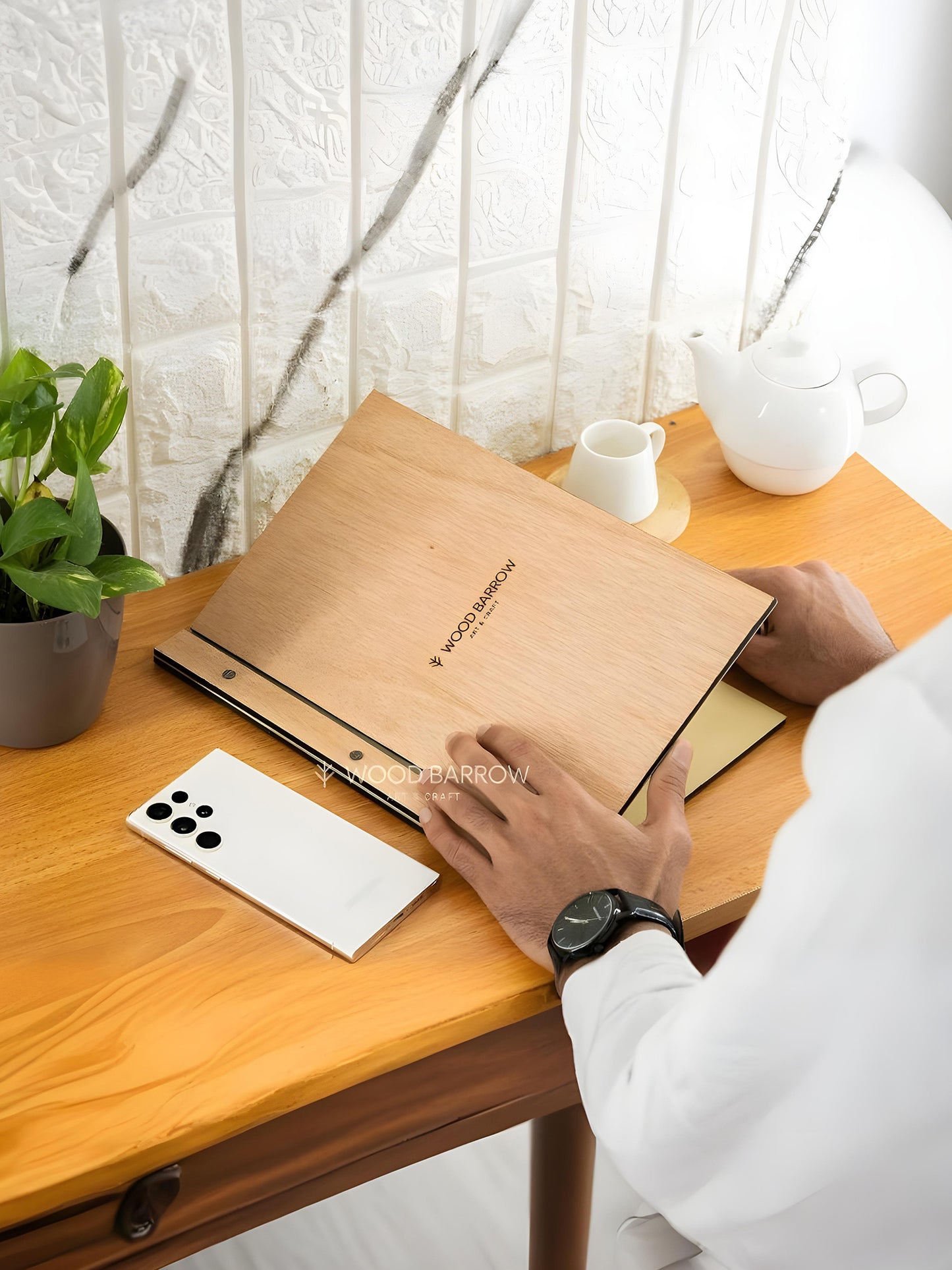 Wooden Folding Menu Holder with Leather Cover