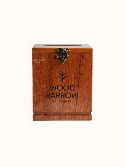 Wooden Tissue Box with QR Code and Logo