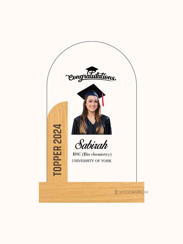 Customized Wooden Acrylic Photo Trophy – Premium Recognition Award for Hospitality Excellence