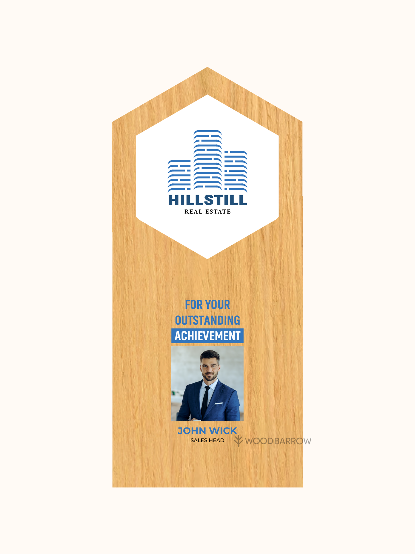Customized Wooden Photo Trophy – Elegant Personalized Recognition Award for Hospitality Events