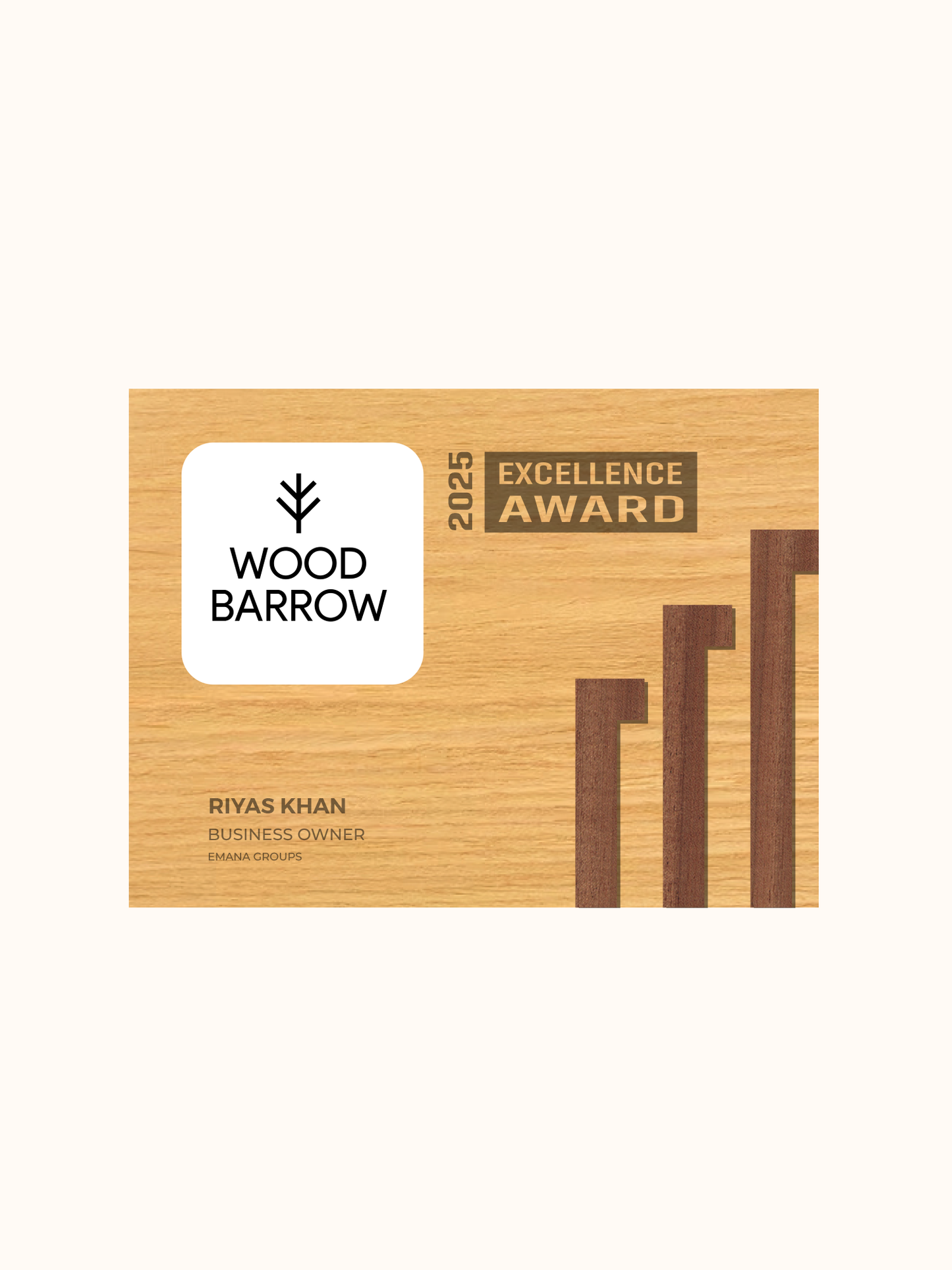 Customized Wooden Trophy – Elegant Recognition Award for Hospitality Excellence