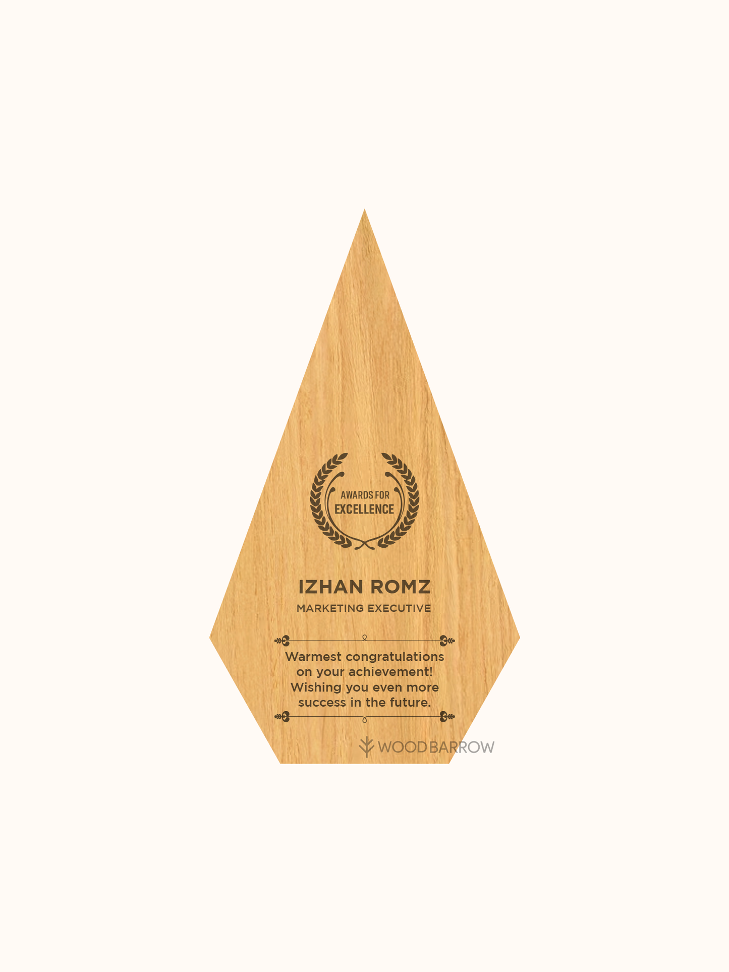 Customized Wooden Trophy – Elegant Handcrafted Recognition Award for Hospitality Excellence
