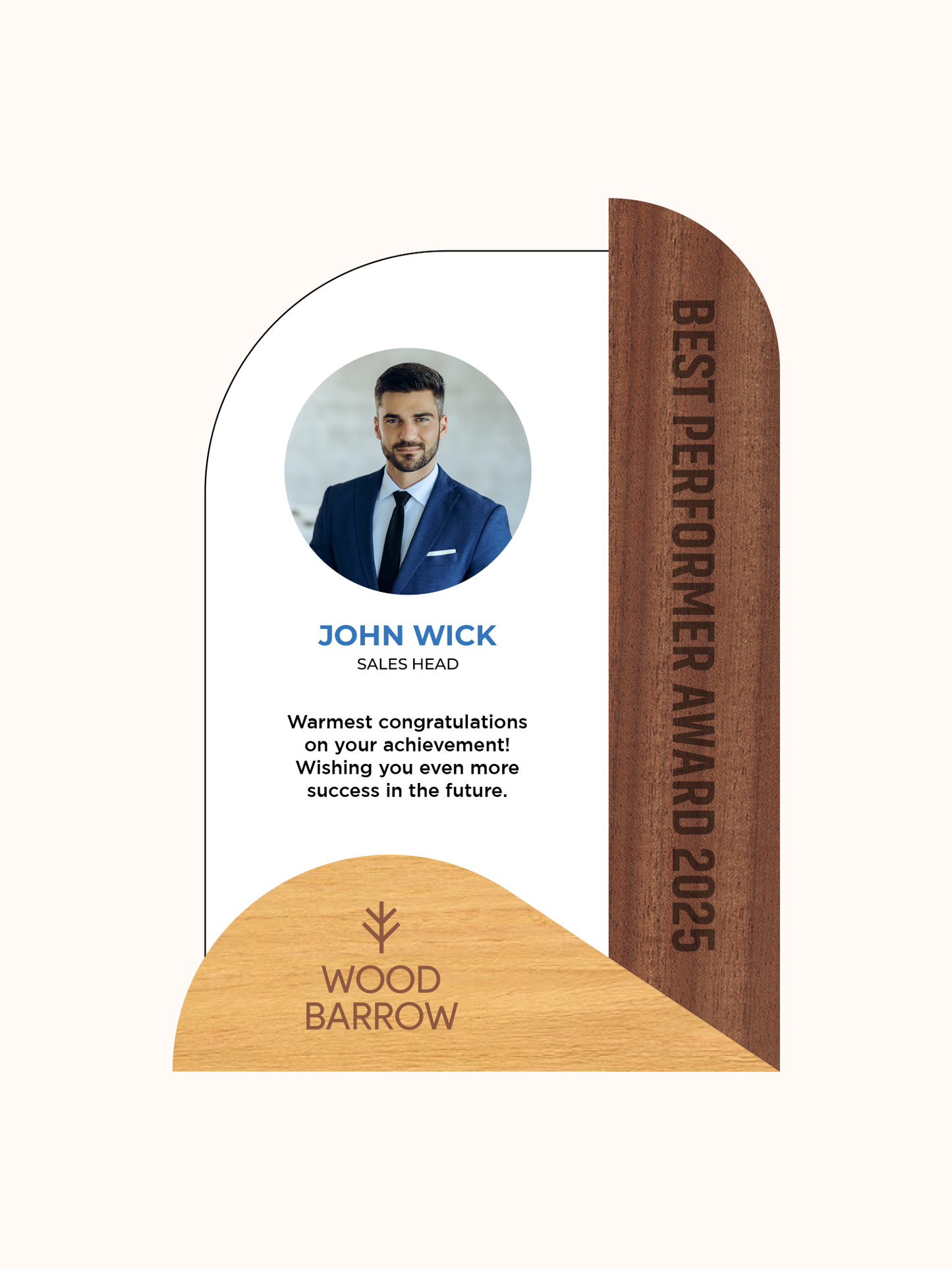 Customized Acrylic Best Performer Award – Plexiglass Trophy with Optional Wooden Base for Hospitality
