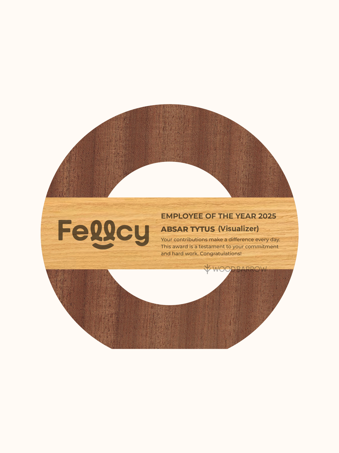 Customized Wooden Trophy – Outstanding Enterprise Honor Trophy