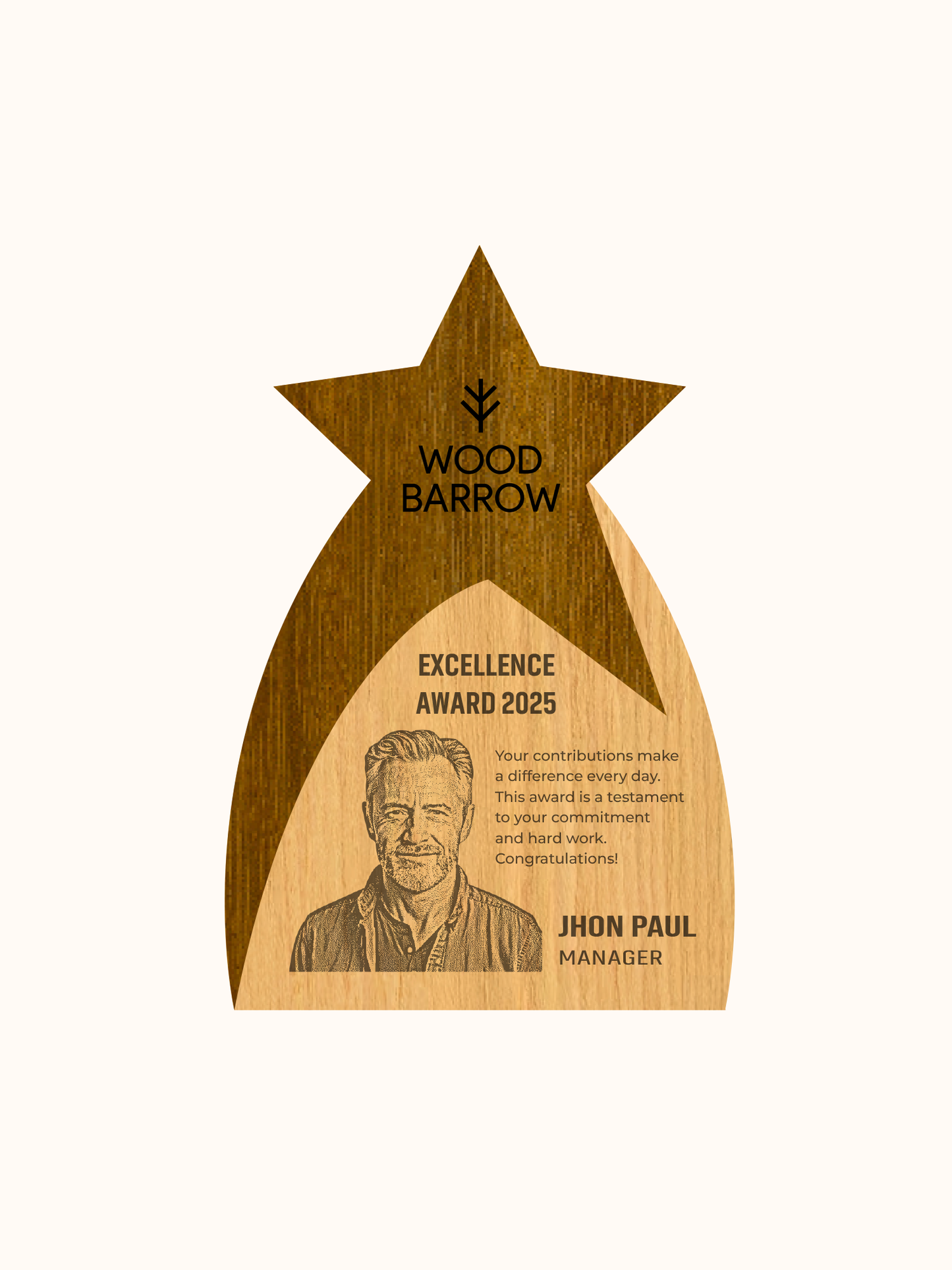 Customized Star Design Wooden Trophy Awards
