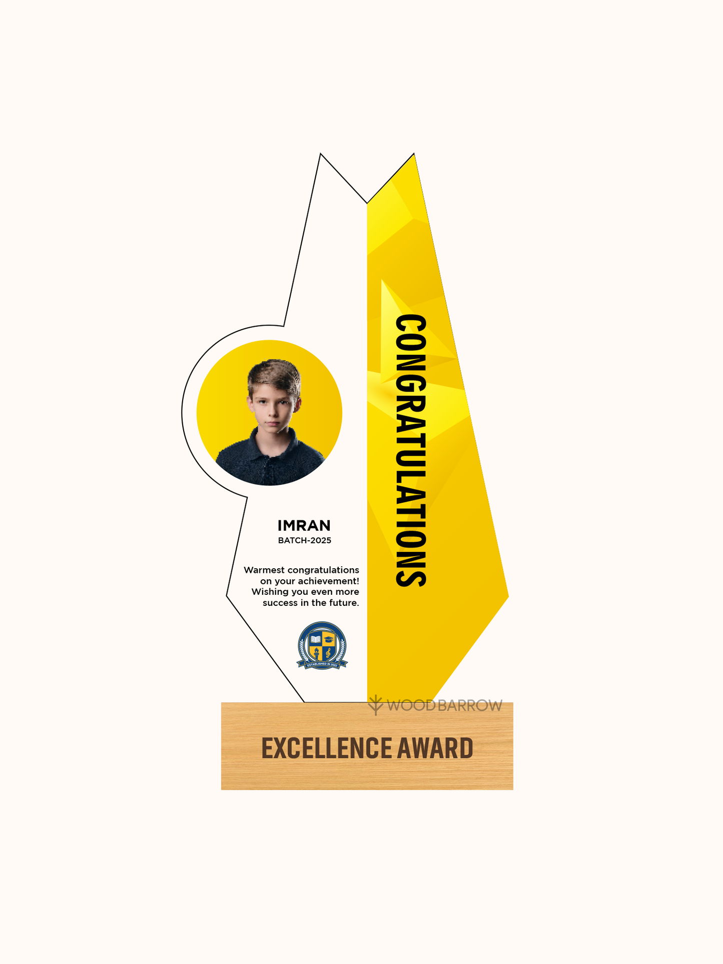 Customized Wooden Acrylic Photo Trophy – Premium Recognition Award for Hospitality Industry